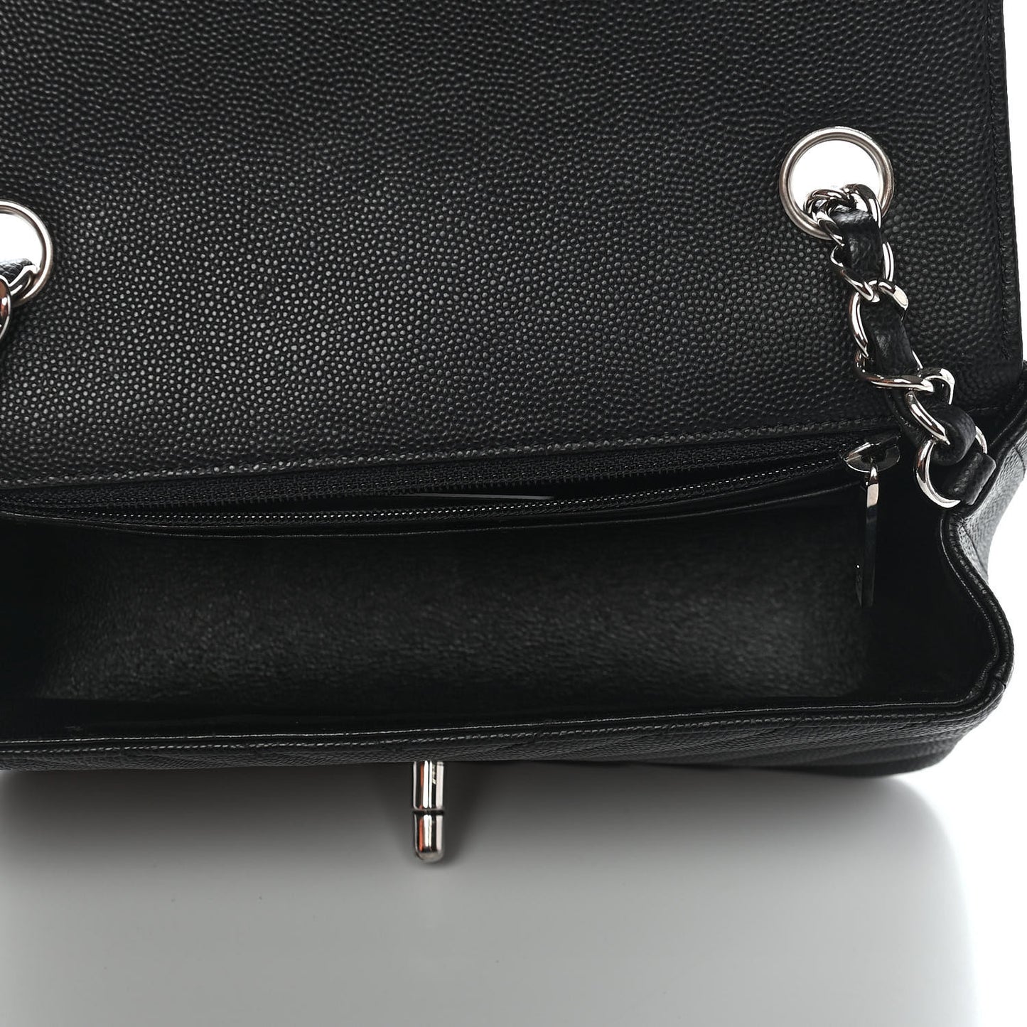 Caviar Chevron Quilted Mini Rectangular Flap Black