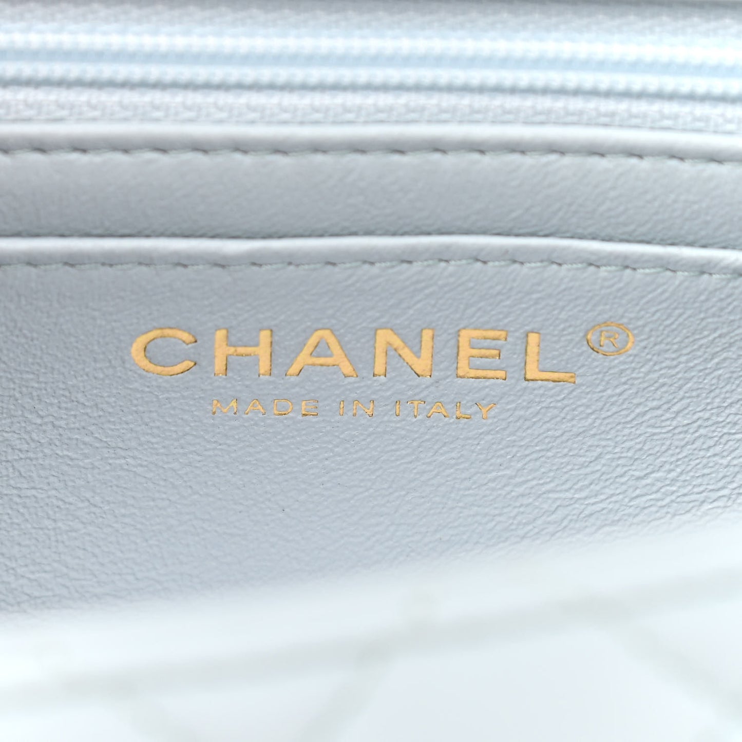 Lambskin Quilted Mini Top Handle Rectangular Flap Light Blue