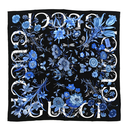Gucci Silk Flora Square Scarf Blue 1 of 4