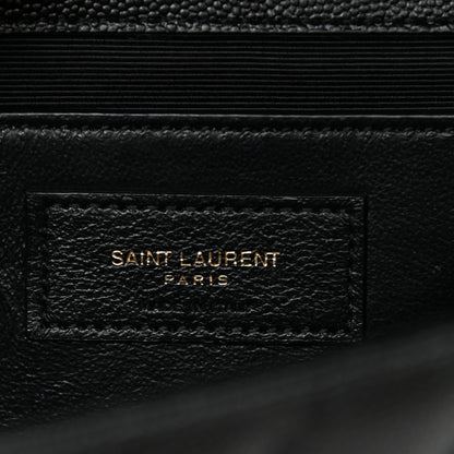 Saint Laurent Grain De Poudre Textured Mixed Matelasse Triquilt Medium Monogram Satchel Black 6 of 12