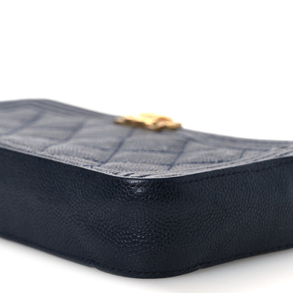 Chanel Caviar Quilted Small Boy Clutch With Chain Dark Blue 11 of 15