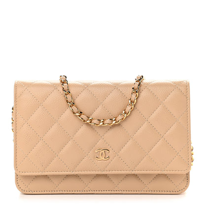 Chanel Caviar Quilted Wallet On Chain WOC Beige 1 of 10