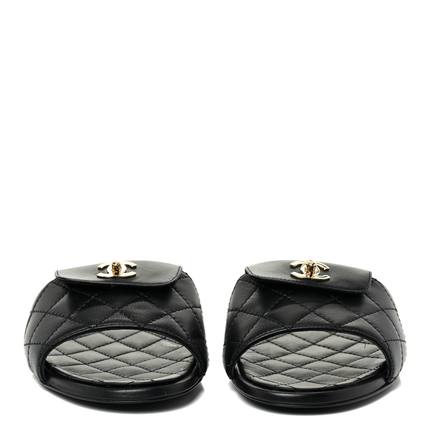 Chanel Lambskin Quilted CC Turnlock Sandals 36.5 Black 2 of 15