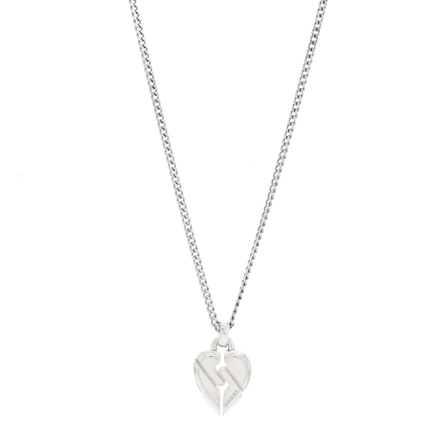 Gucci Sterling Silver Knot Heart Pendant Necklace 1 of 5