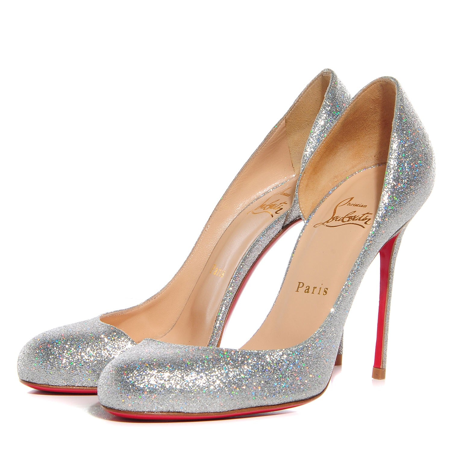 Christian Louboutin Mini Glitter Helmour 100 Pumps 38 Silver 3 of 6
