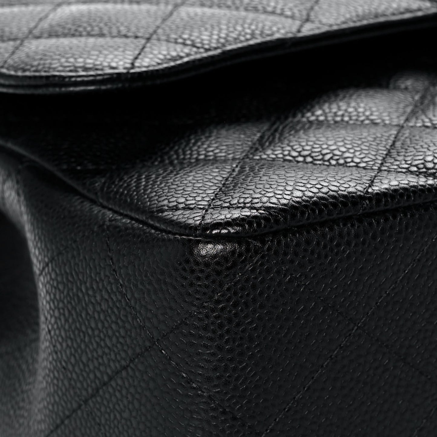 Caviar Quilted Jumbo Double Flap Black
