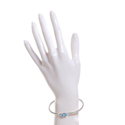 David Yurman Sterling Silver Diamond Blue Topaz 3mm Petite Wheaton Bracelet 2 of 6