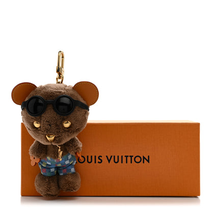 Louis Vuitton Faux Fur LV Louis Bear Super Vision Bag Charm Key Holder Blue 5 of 5