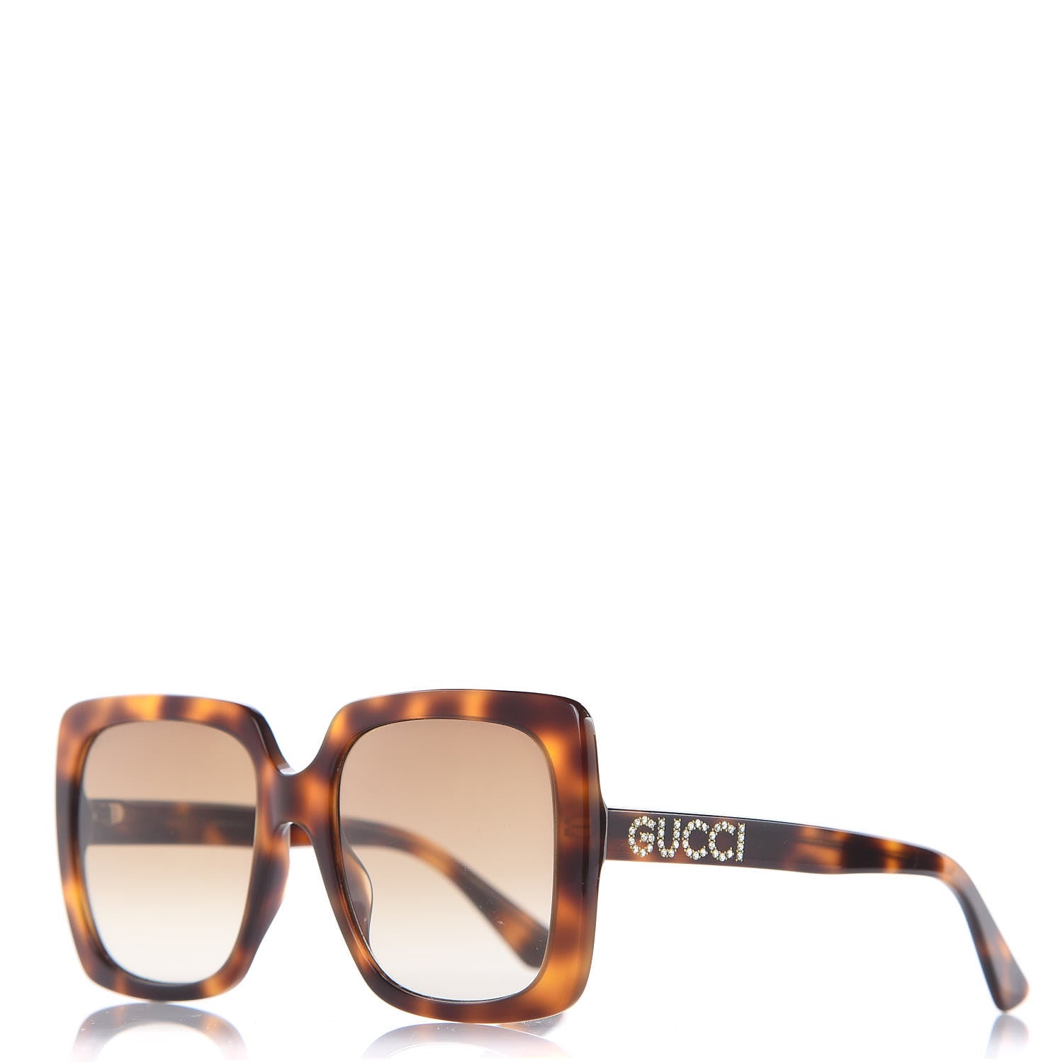 Gucci Crystal Square Frame Sunglasses GG0418S Tortoiseshell 1 of 8