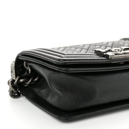 Chanel Lambskin Geometric Chevron Quilted Small Boy Flap Black 9 of 10