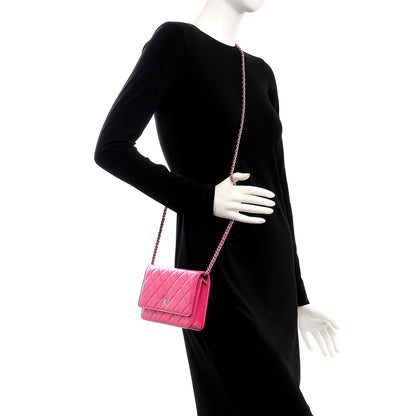 Chanel Caviar Quilted Wallet on Chain WOC Pink 2 of 9