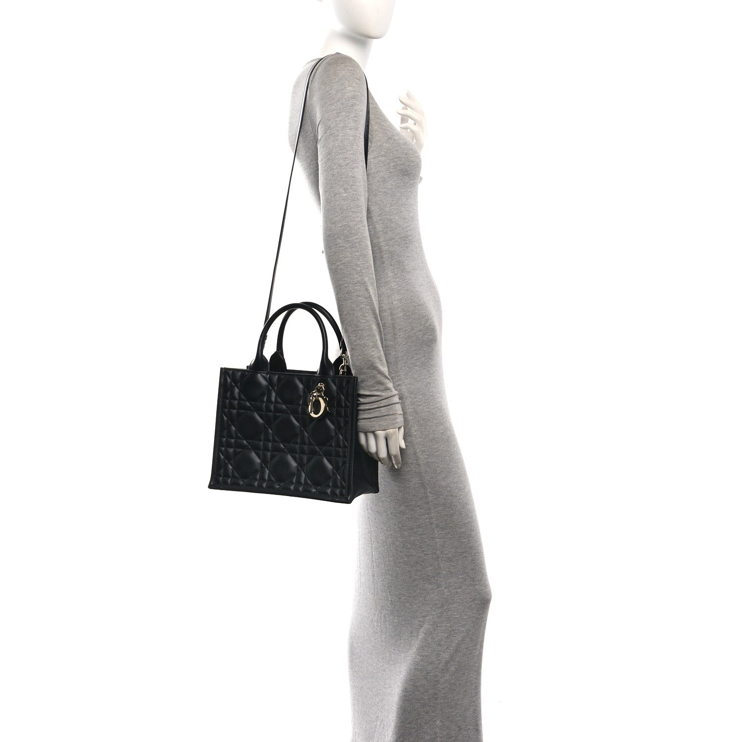 Christian Dior Calfskin Macro Cannage Small Book Tote Black 2 of 10