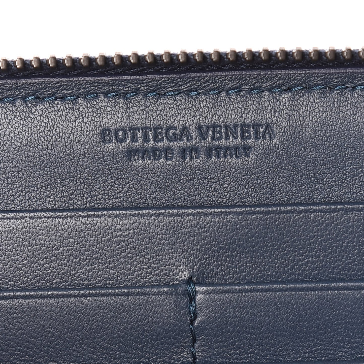 Nappa Intrecciato Gradient Spotted Zip Around Wallet Black Denim