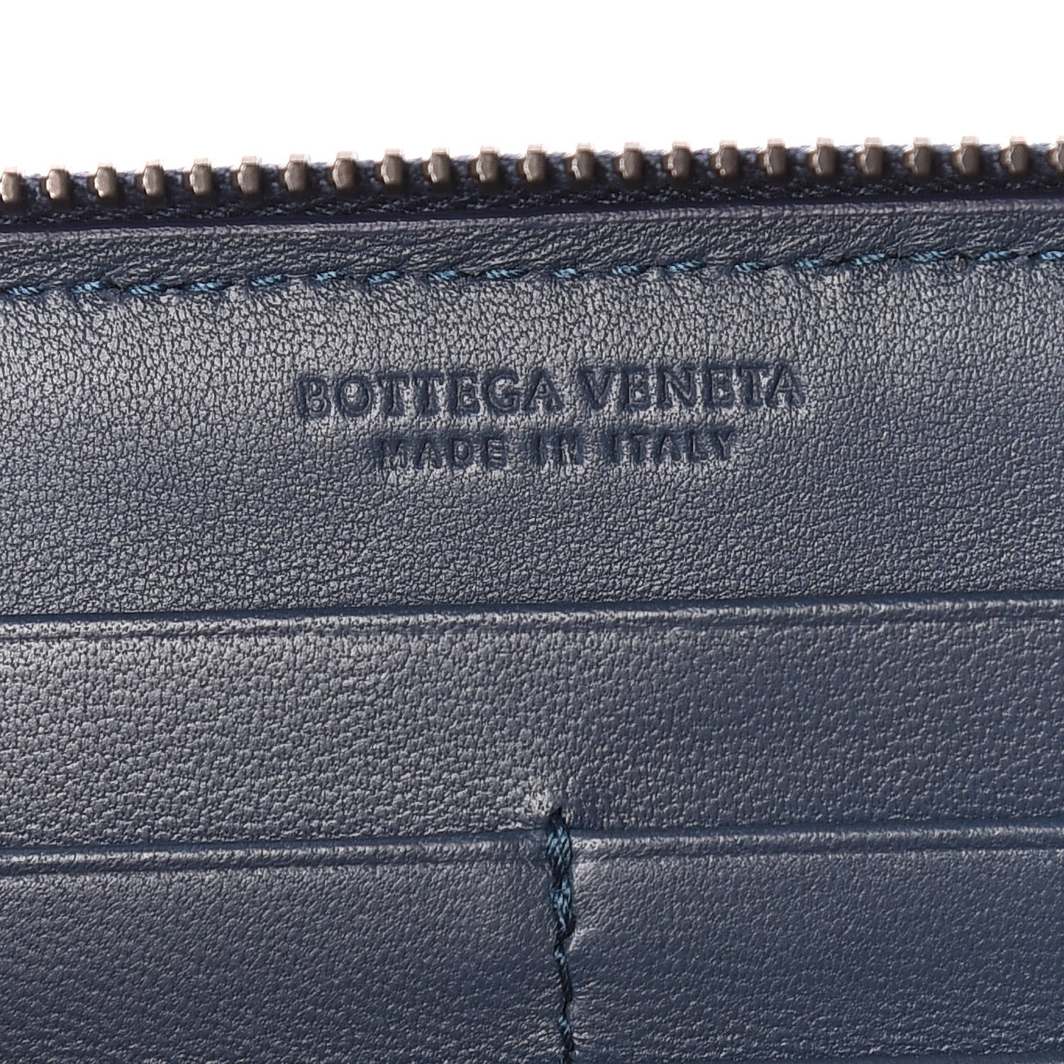 Bottega Veneta Nappa Intrecciato Gradient Spotted Zip Around Wallet Black Denim 8 of 10