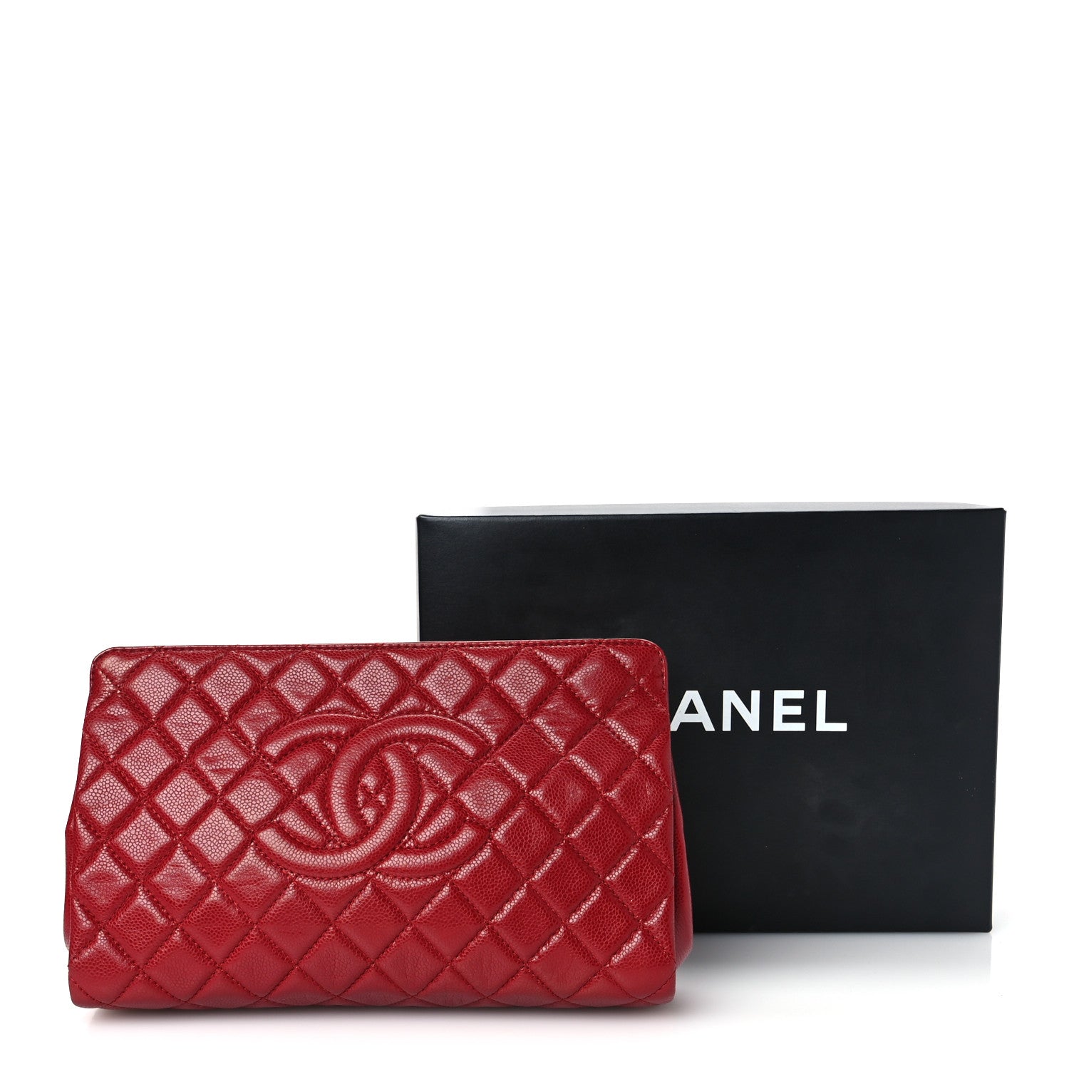 Chanel Caviar Quilted CC Clutch Red 11 of 11