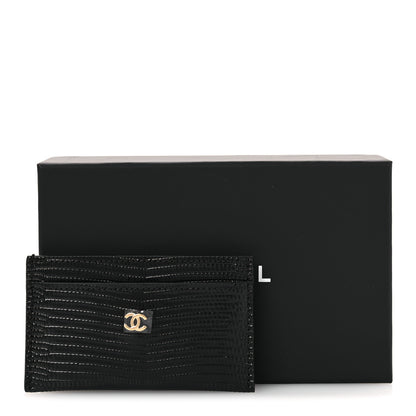 Chanel Calfskin Lizard Embossed Card Holder Black 9 of 9