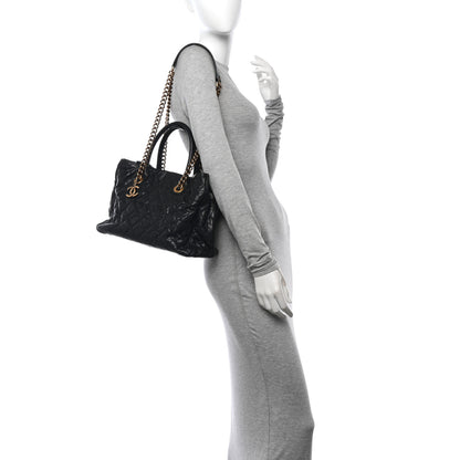 Chanel Glazed Caviar Quilted Small Shiva Tote Black 2 of 11