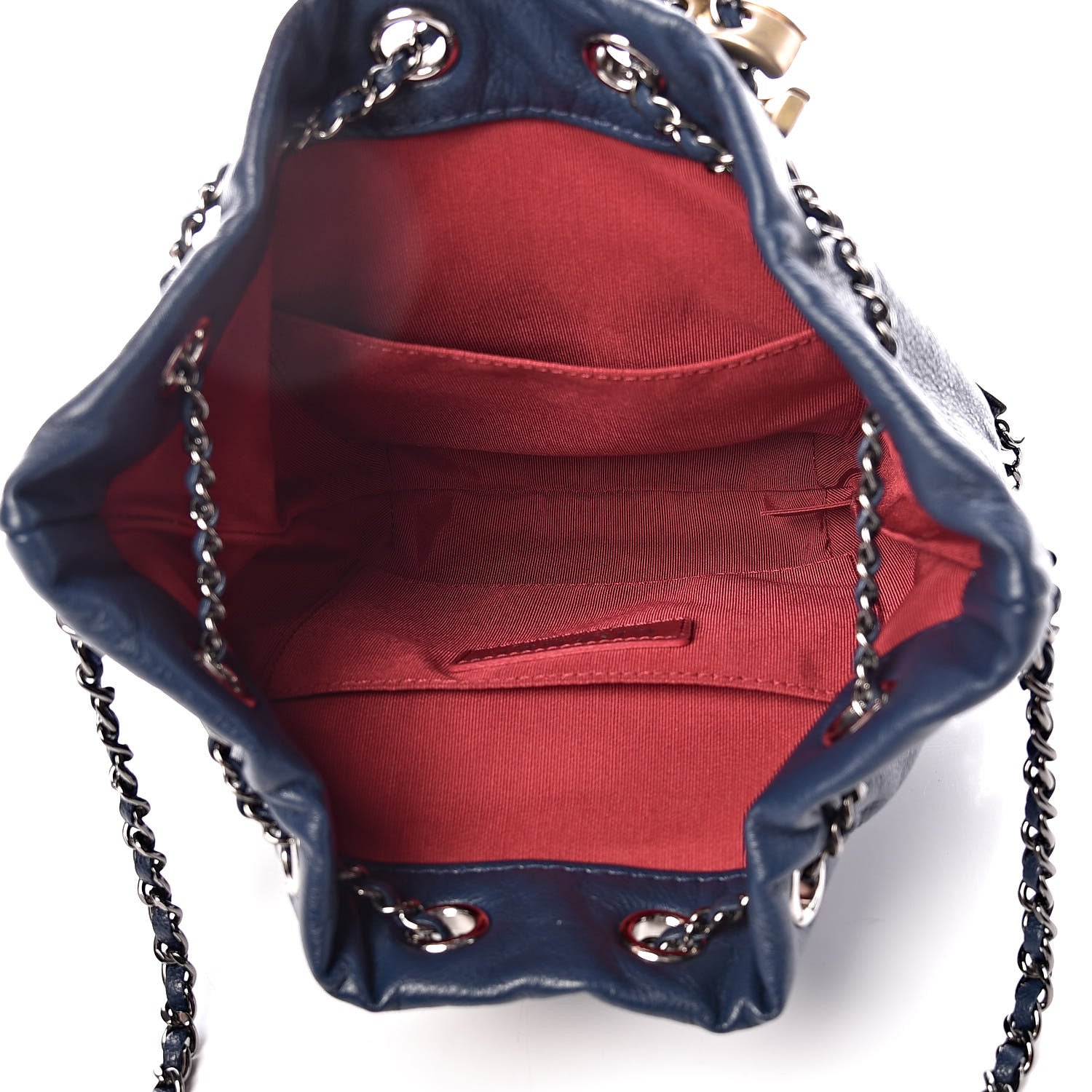 Chanel Calfskin Quilted Small Gabrielle Bucket Navy Blue Black 5 of 9
