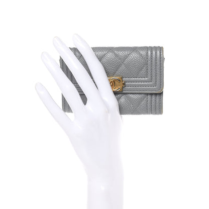 Chanel Caviar Quilted Boy Flap Card Holder Wallet Grey 2 of 12