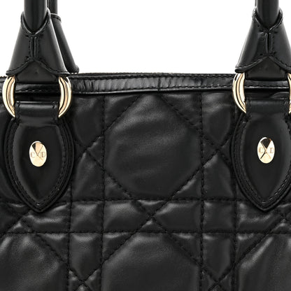 Christian Dior Lambskin Cannage Side Pocket Satchel Black 8 of 12