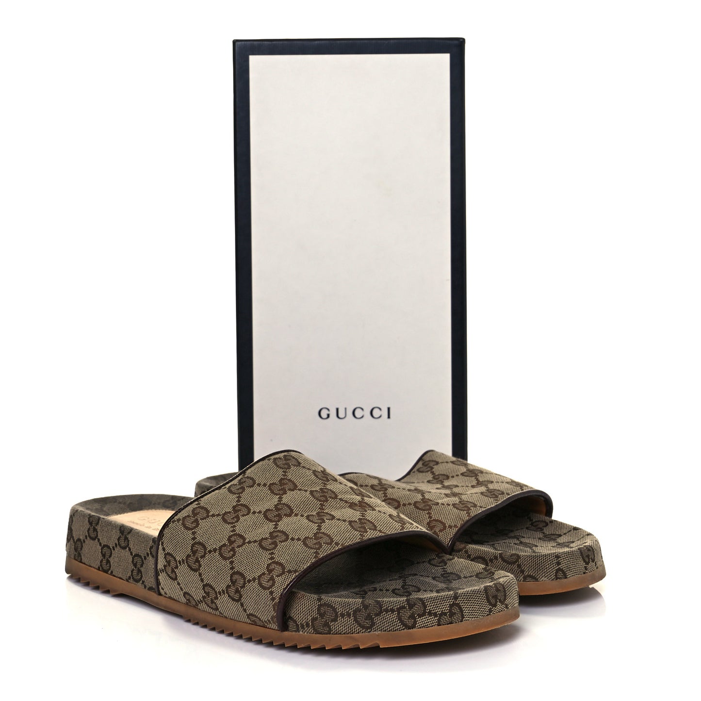 Canvas GG Monogram Mens Slide Sandals 10 Beige