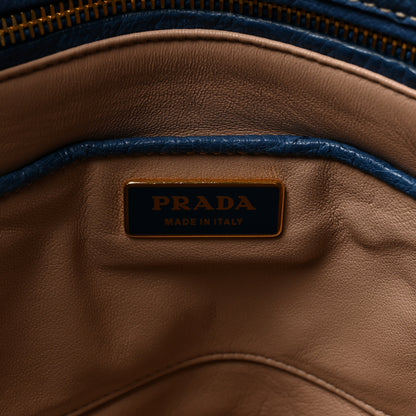 Prada Ostrich Medium Galleria Double Zip Tote Cobalto 6 of 9