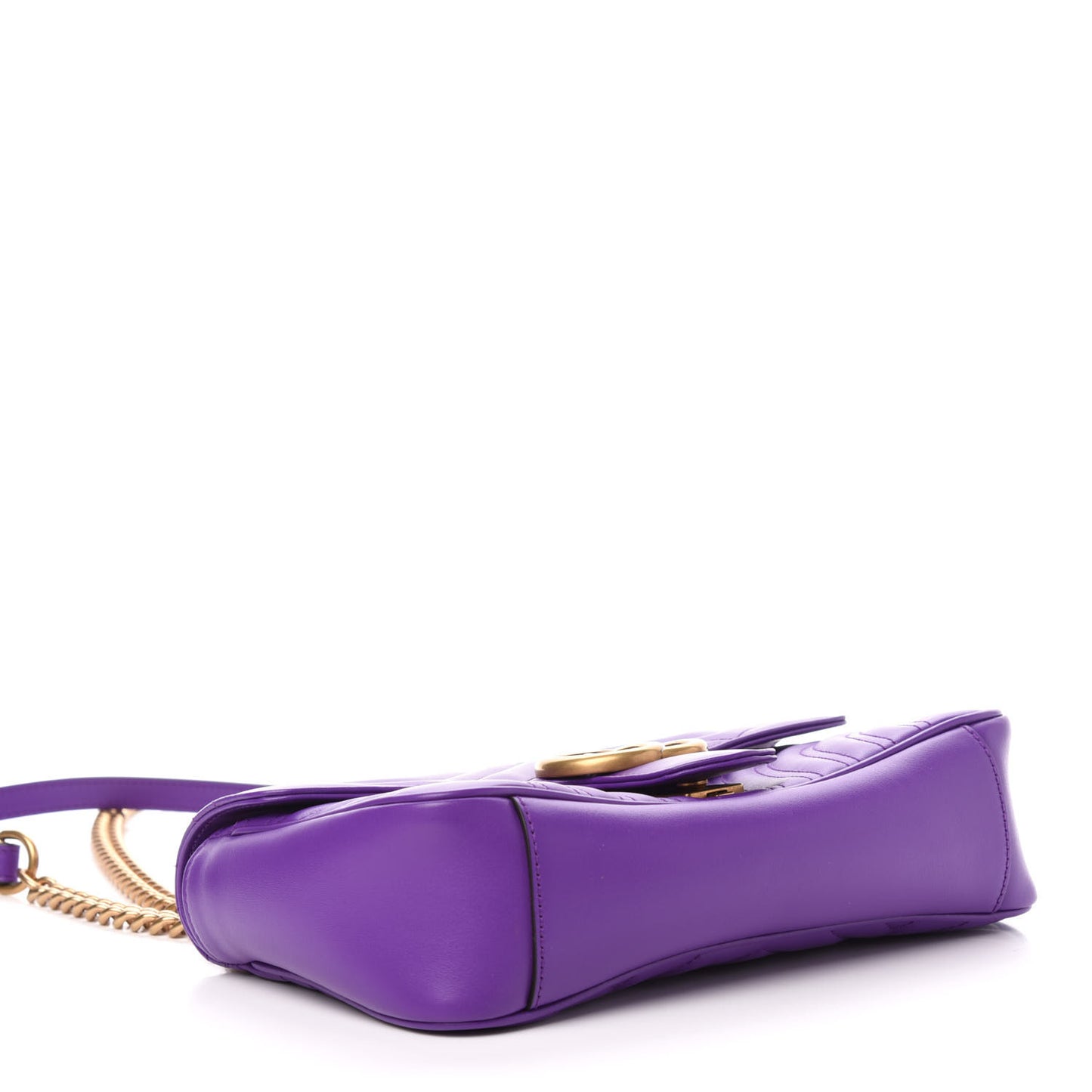 Calfskin Matelasse Small GG Marmont Shoulder Bag Shine Purple