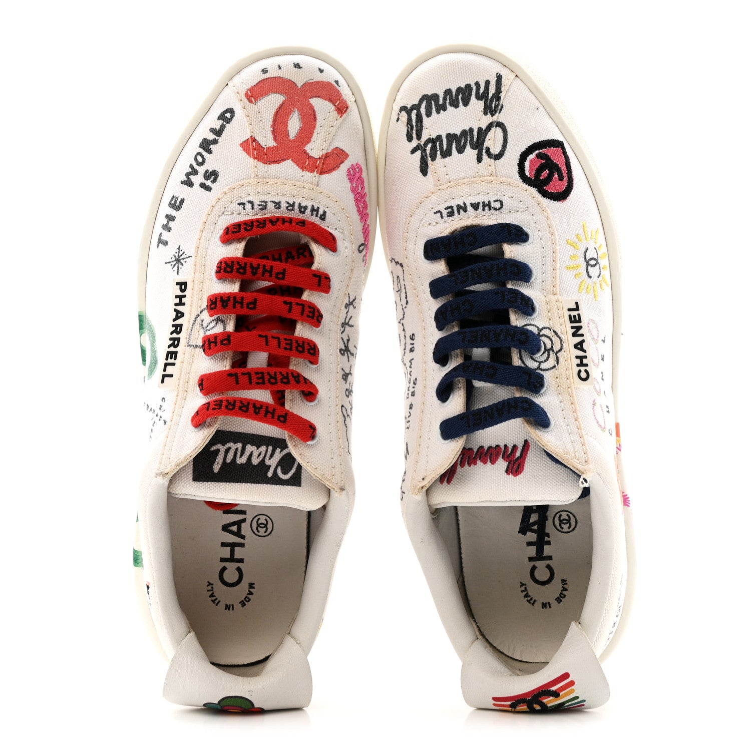 Chanel X PHARRELL WILLIAMS Canvas Womens Sneakers 38 White