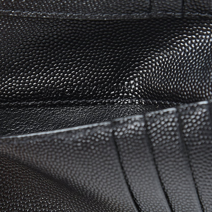 Saint Laurent Grain De Poudre Matelasse Chevron Monogram Zipped Two-Part Wallet Black 7 of 8