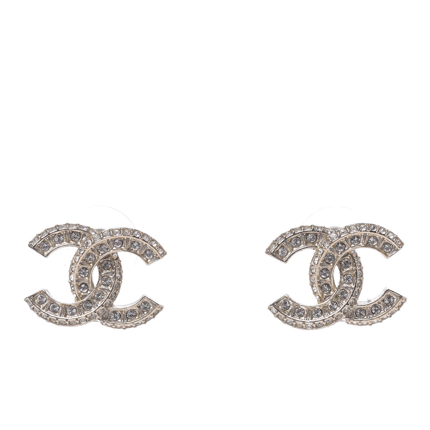 Chanel Crystal Timeless CC Earrings Light Gold 1 of 4
