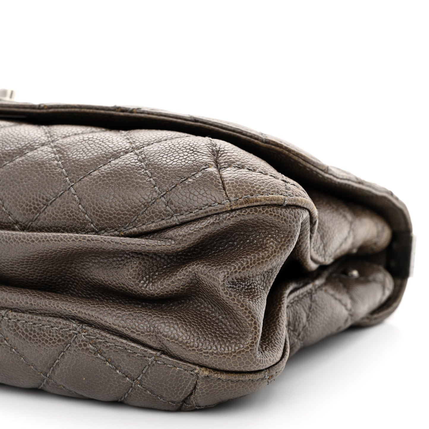 Glazed Caviar Medium Flap Khaki