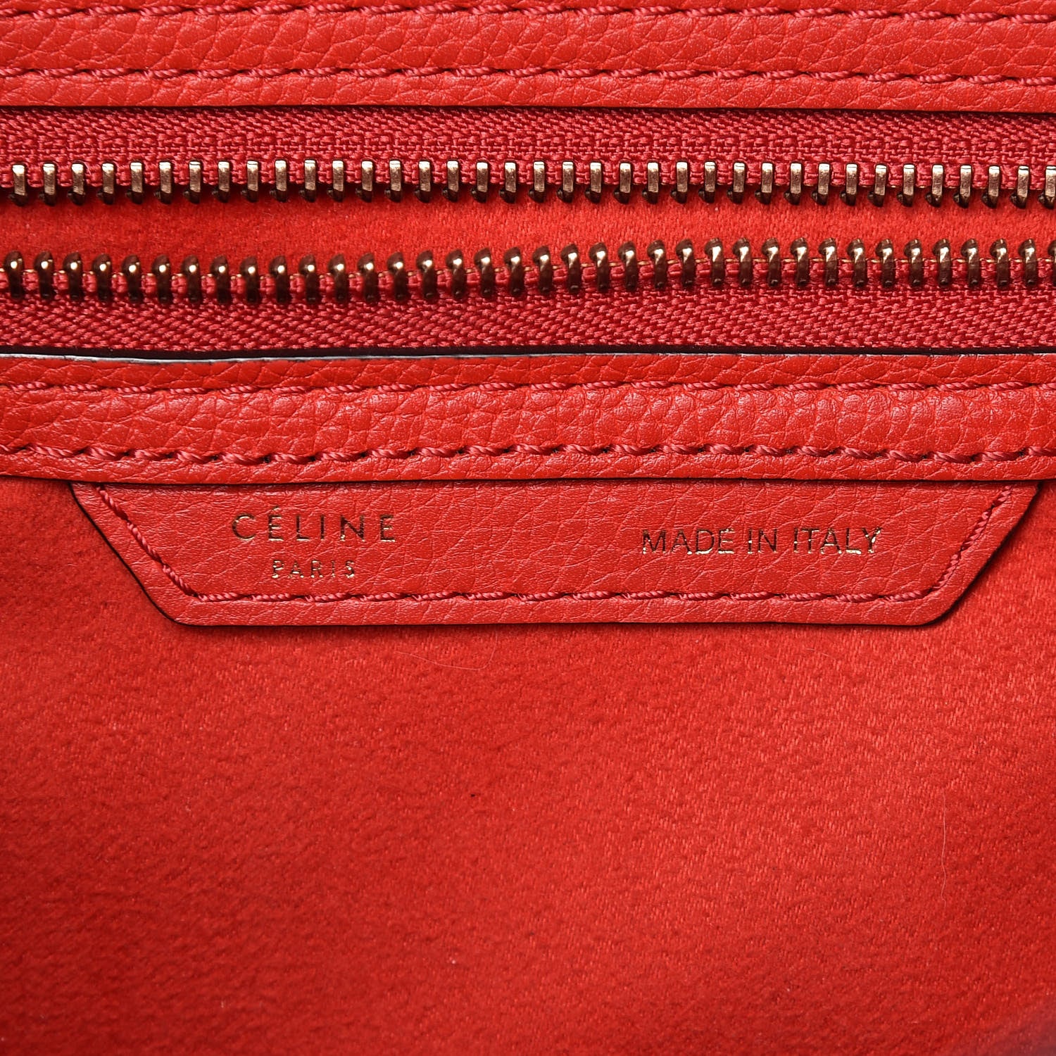 Celine Drummed Calfskin Mini Luggage Coquelicot 7 of 9