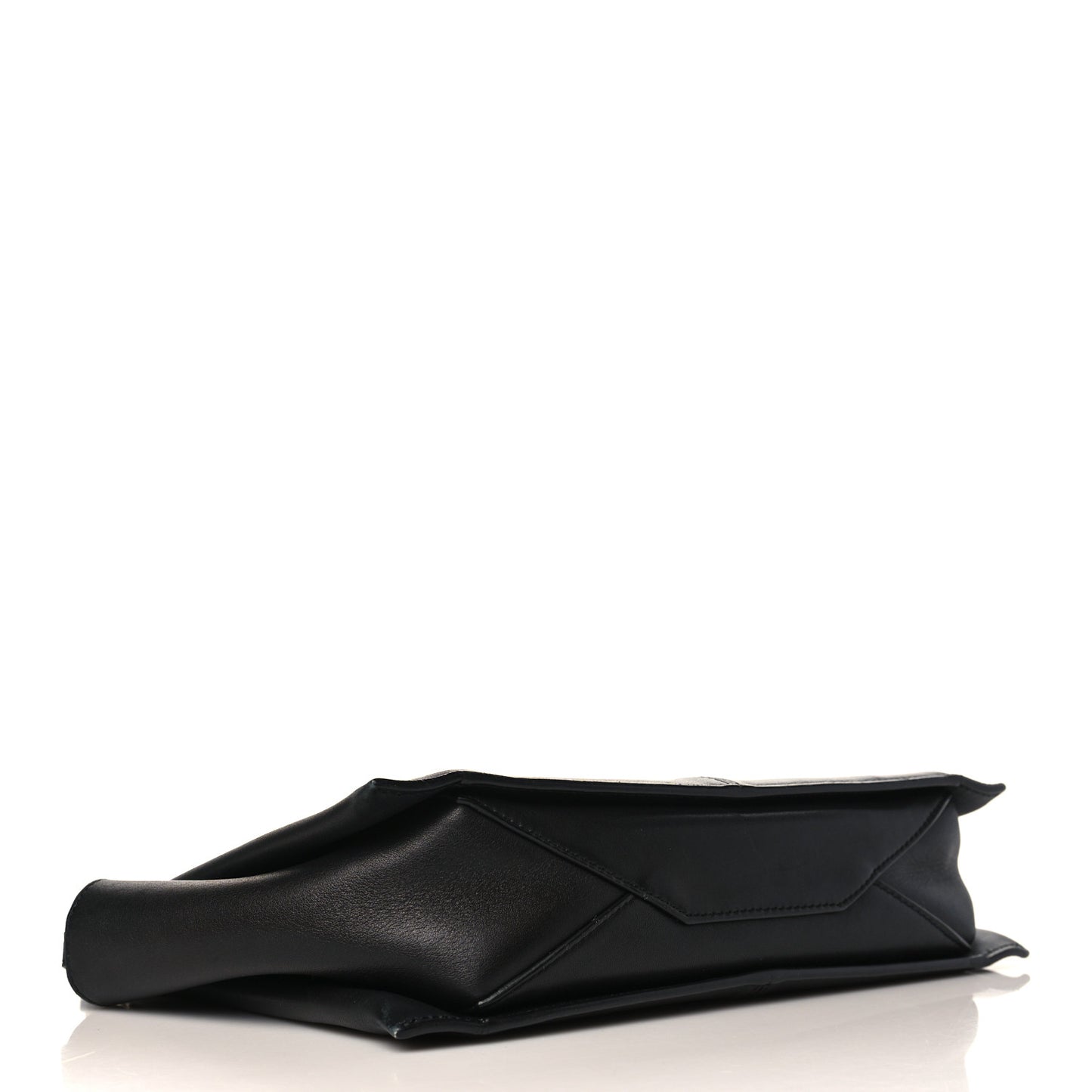 Smooth Calfskin Tri-Fold Clutch on Chain Black