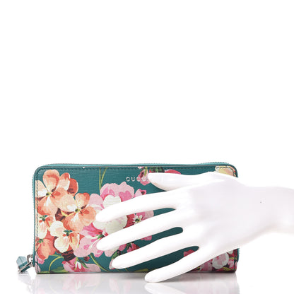 Gucci Calfskin Blooms Print Zip Around Wallet Bright Emerald Multicolor 2 of 10