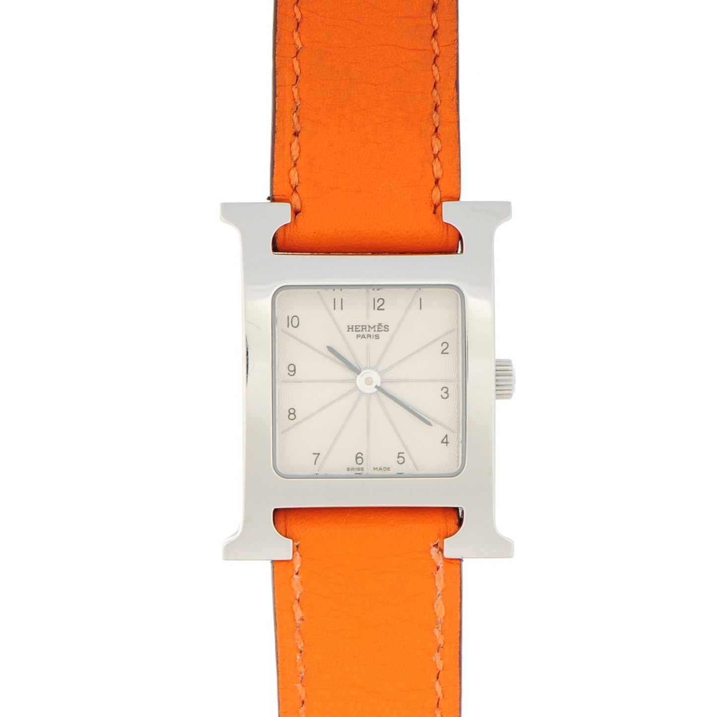 Stainless Steel Swift 21mm Heure H Hour Quartz Watch Orange