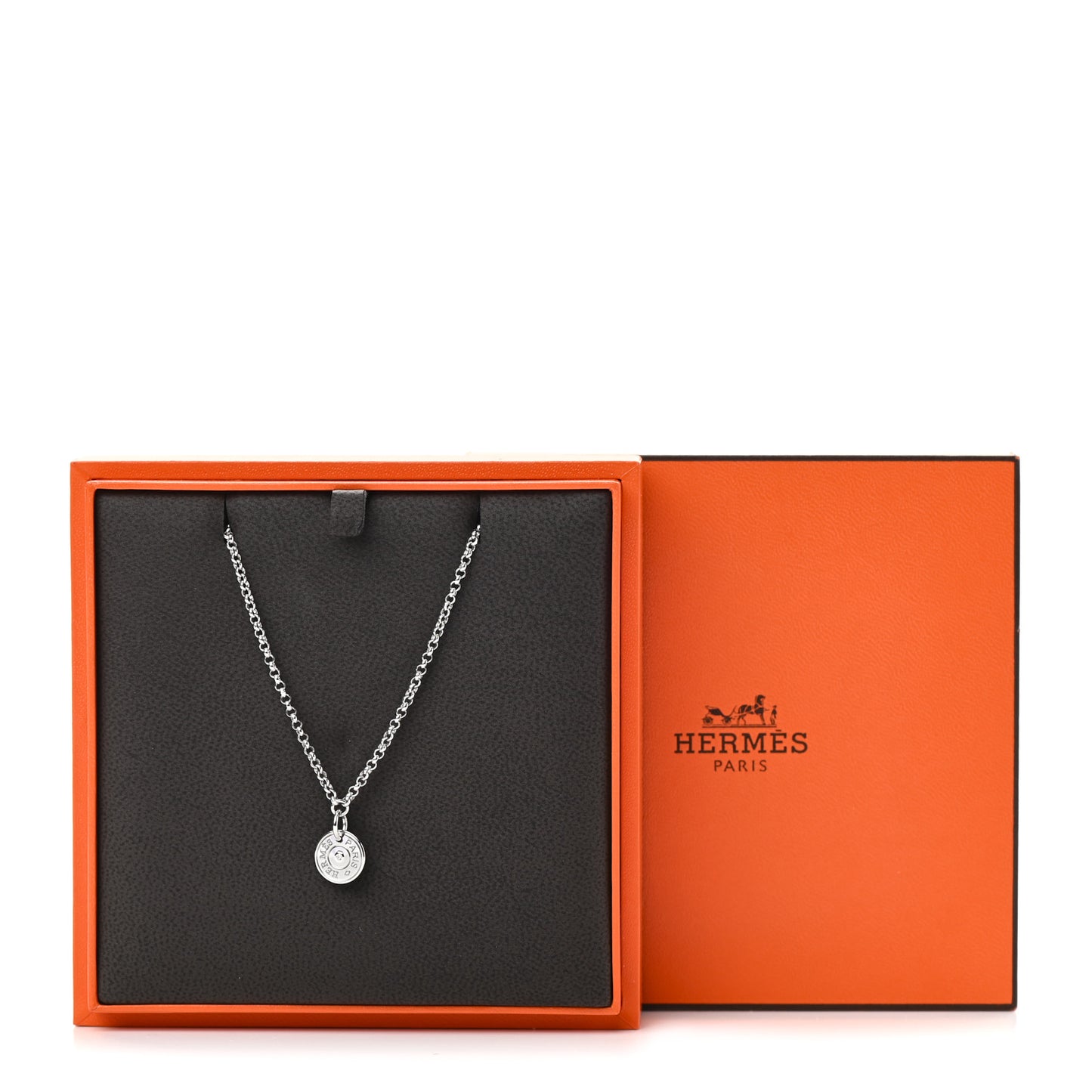 18K White Gold Diamond Gambade Clou de Selle Pendant Necklace