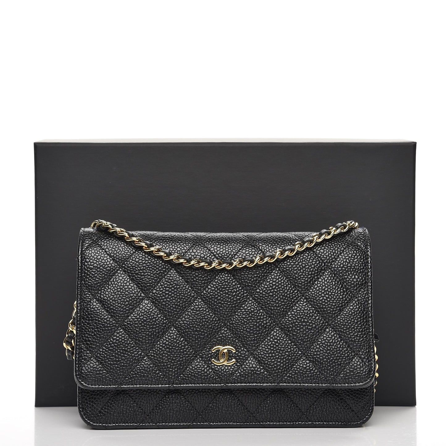 Caviar Quilted Wallet On Chain WOC Black