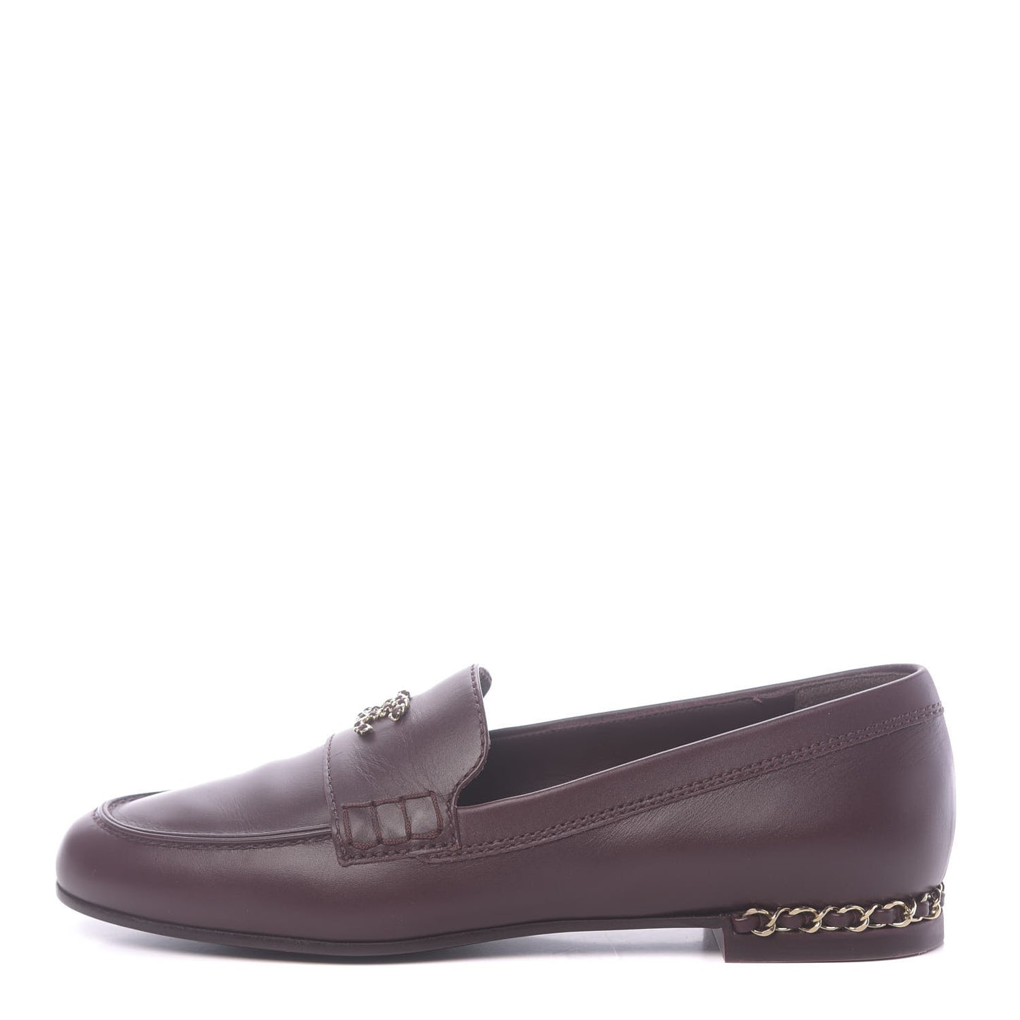 Calfskin CC Chain Mocassin Loafers 39 Burgundy