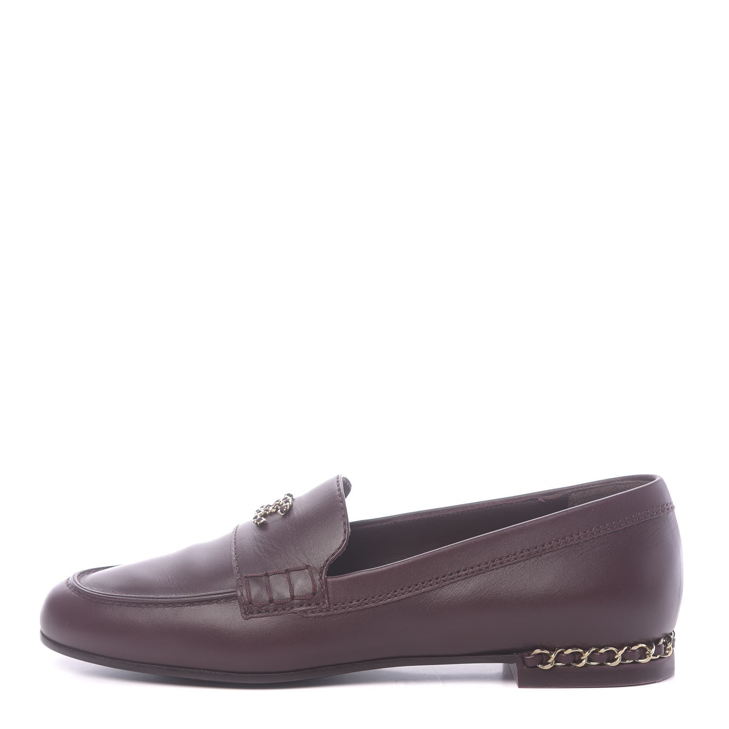 Chanel Calfskin CC Chain Mocassin Loafers 39 Burgundy 1 of 9