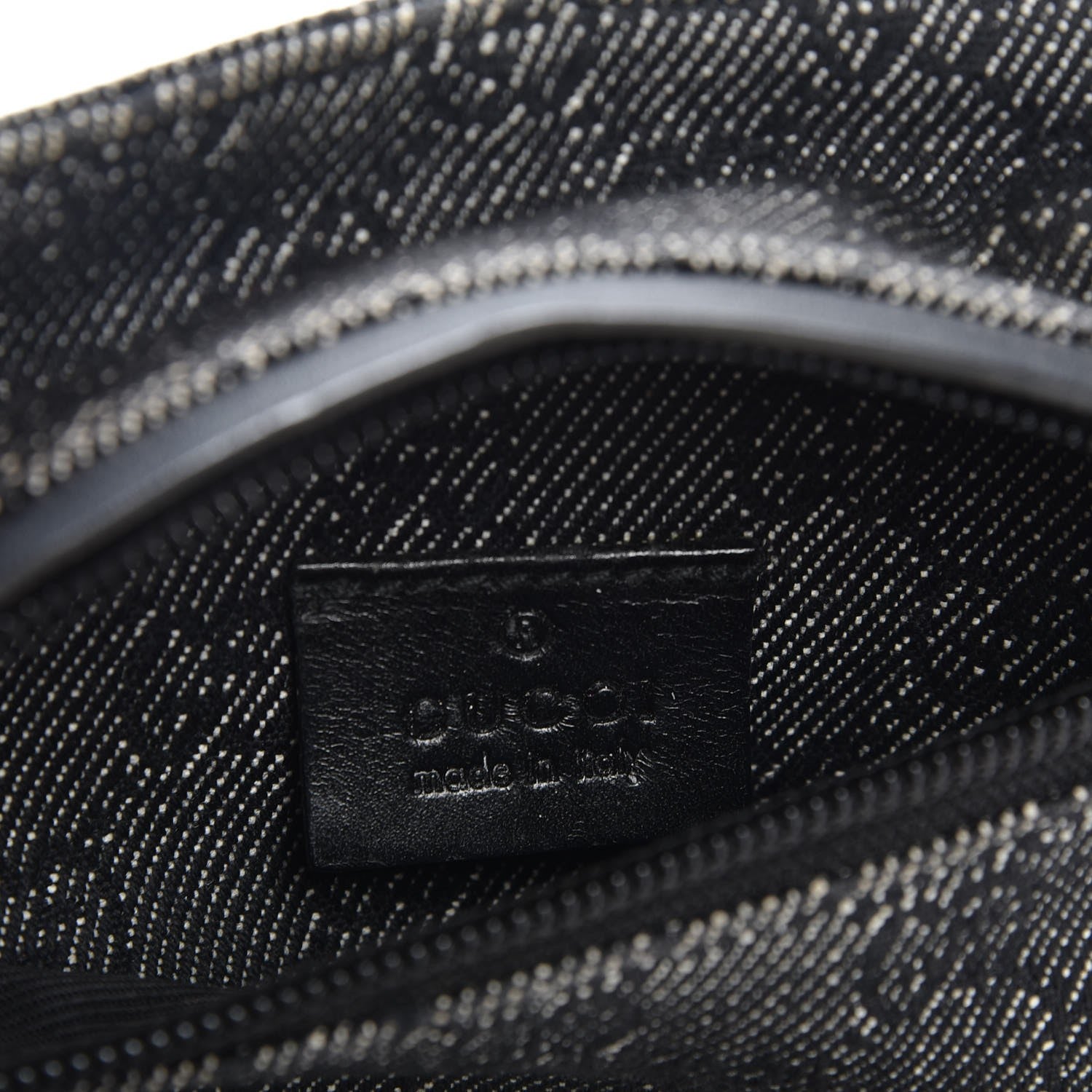 Gucci Denim Monogram Double Pocket Belt Bag Black 5 of 7