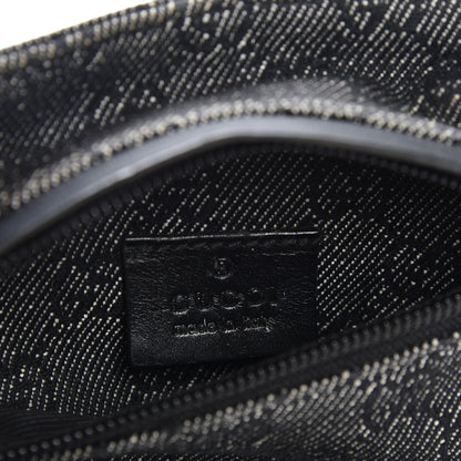 Gucci Denim Monogram Double Pocket Belt Bag Black 5 of 7