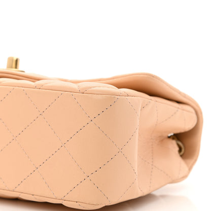 Chanel Lambskin Quilted Mini Rectangular Flap Beige 10 of 12
