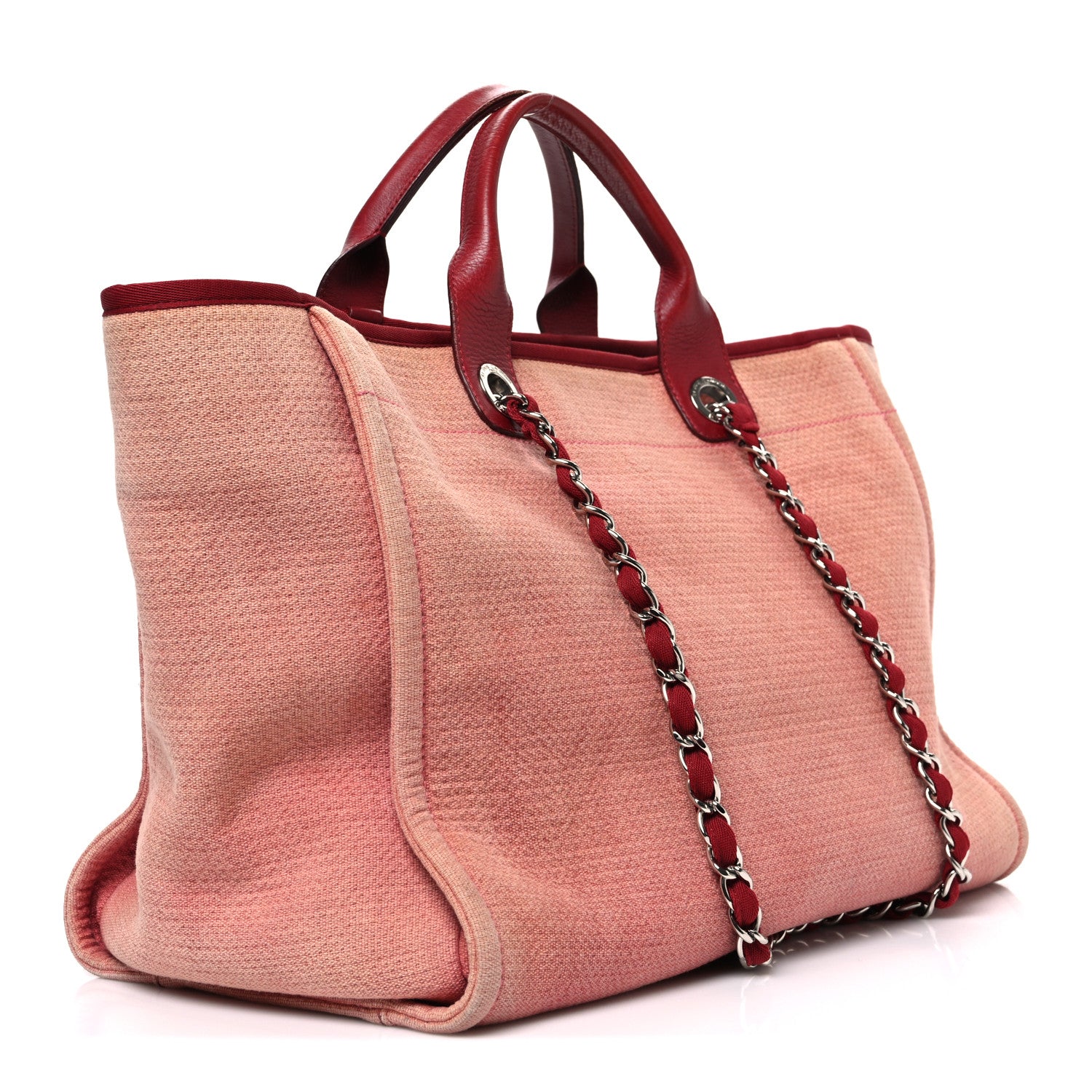 Chanel Canvas Large Deauville Tote Red 3 of 11