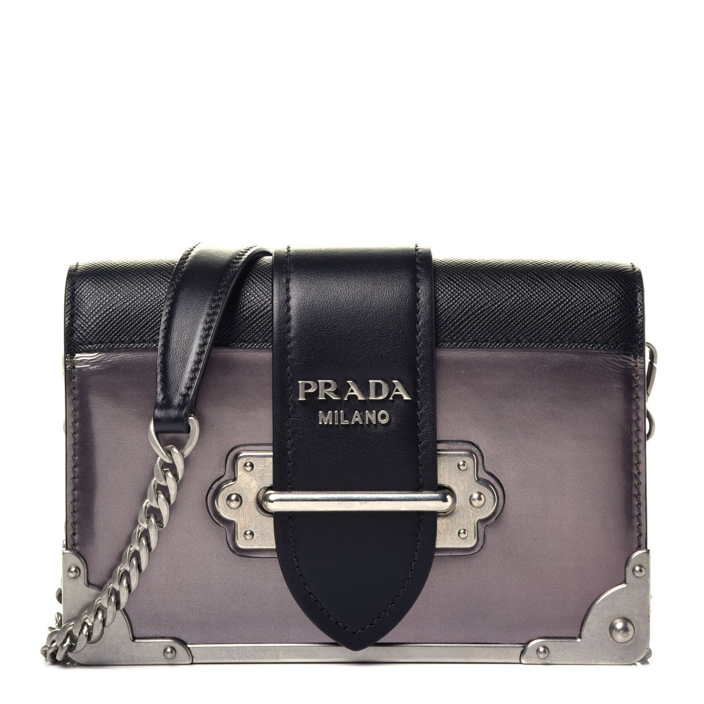 Metallic Vitello Saffiano Cahier Bag Ferro Black