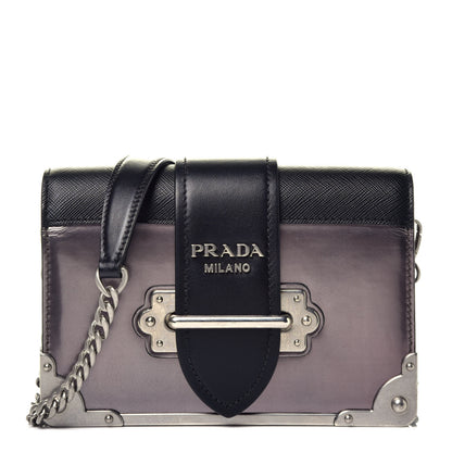 Prada Metallic Vitello Saffiano Cahier Bag Ferro Black 1 of 8