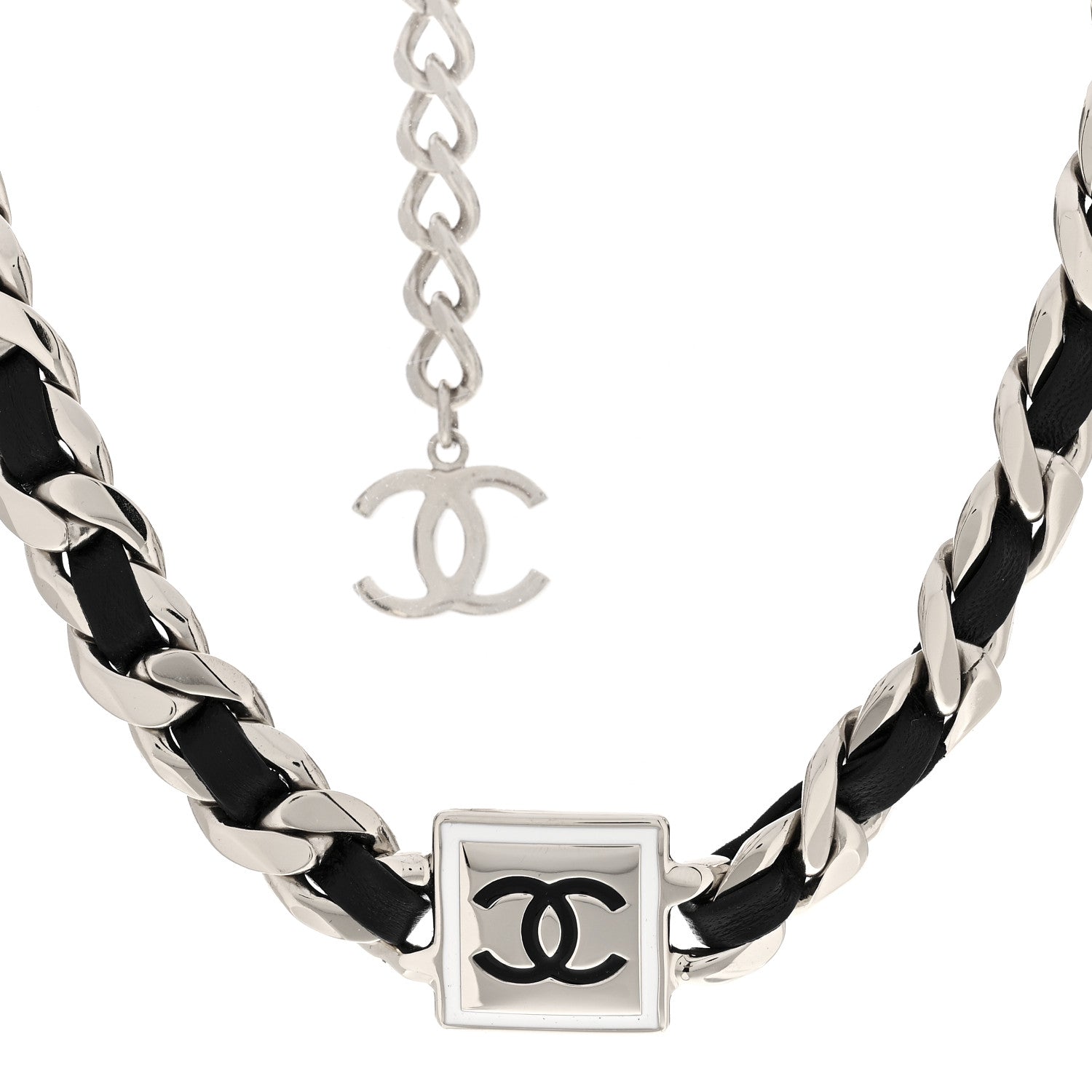Chanel Metal Lambskin CC Square Choker Gold Black White 1 of 3