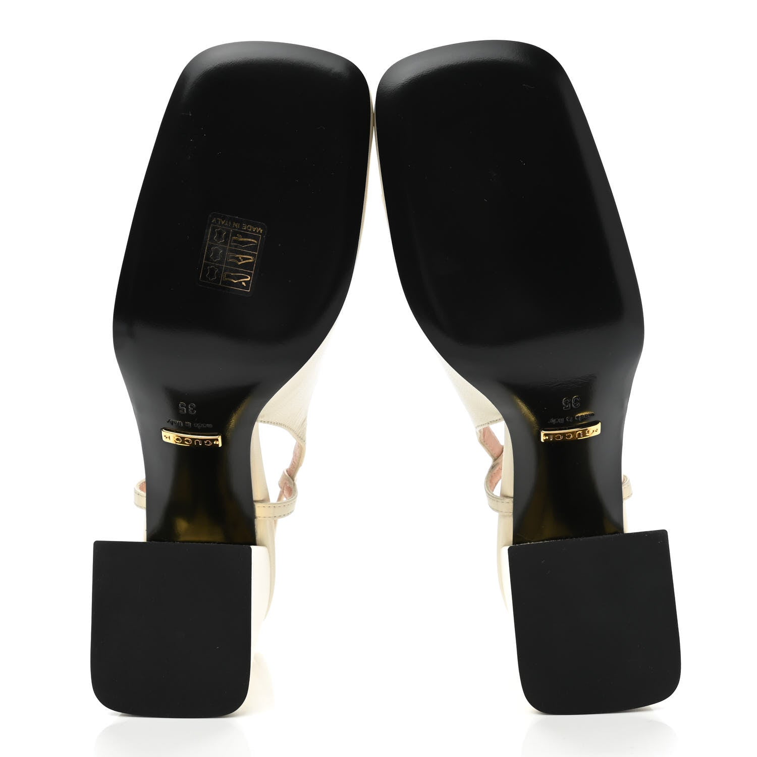Gucci Malaga Kid Horsebit 75mm Slingback Pumps 35 Mystic White 5 of 8