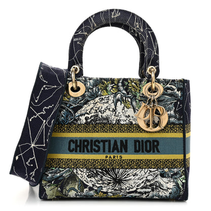 Christian Dior Canvas Embroidered Zodiac Medium Lady D-Lite Blue Multicolor 1 of 12