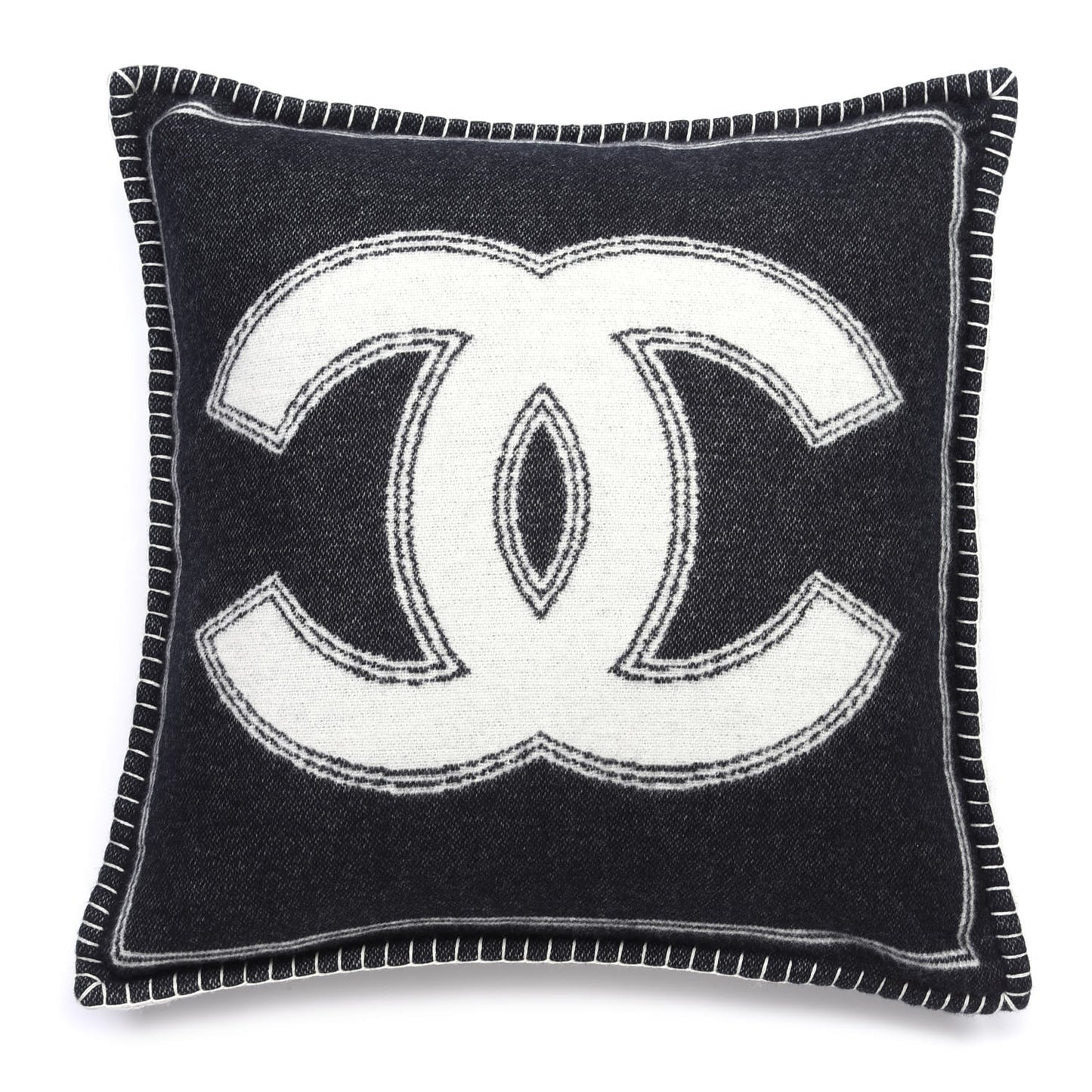 Merino Wool Cashmere CC Pillow Black Beige