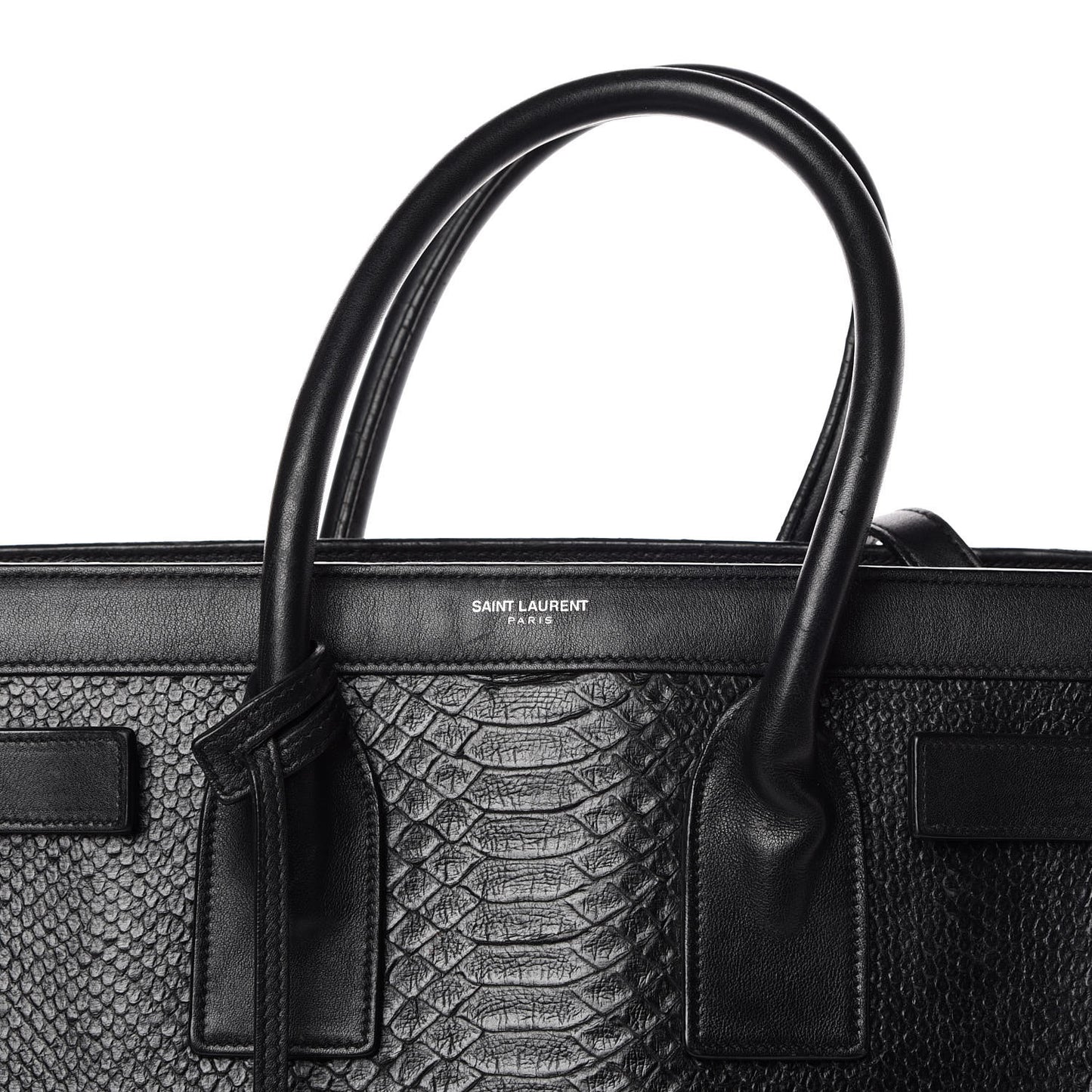 Python Calfskin Embossed Small Sac de Jour Black